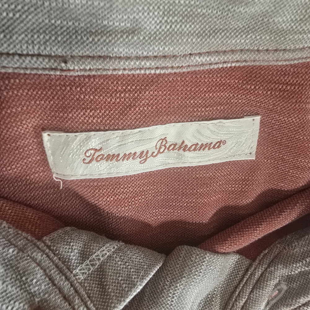 Tommy Bahama Modal Blend Polo Shirt XL Heathered Salmon Gray Golf Travel Preppy - Picture 4 of 13